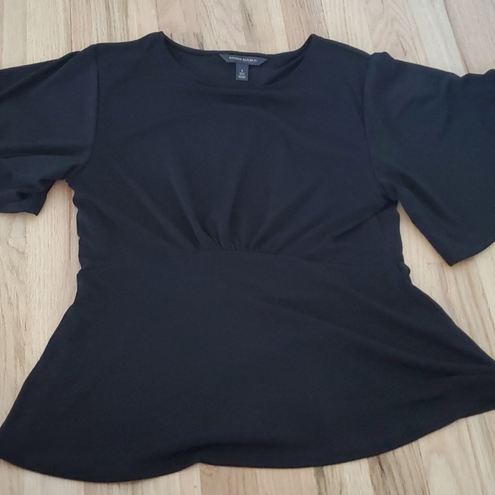 Banana Republic bell sleeve peplum black top small - Picture 2 of 7